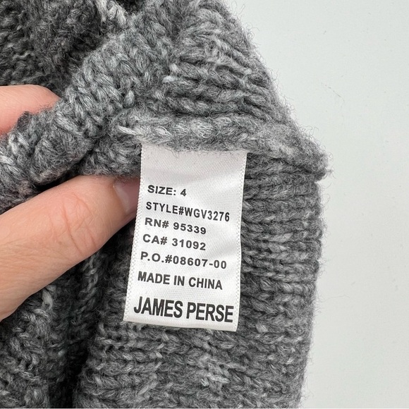 James Perse Funnel Neck Tunic Knit Sweater Merino Wool in Marled Grey 4 XL - Picture 6 of 7